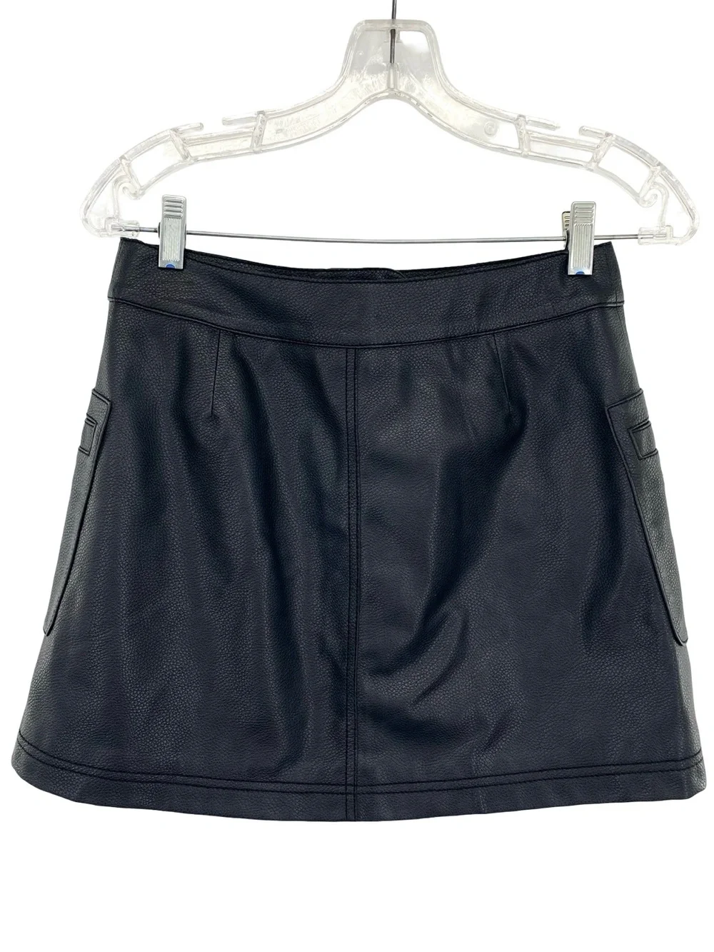 Free People Faux Leather A-Line Mini Skirt Black Size 0